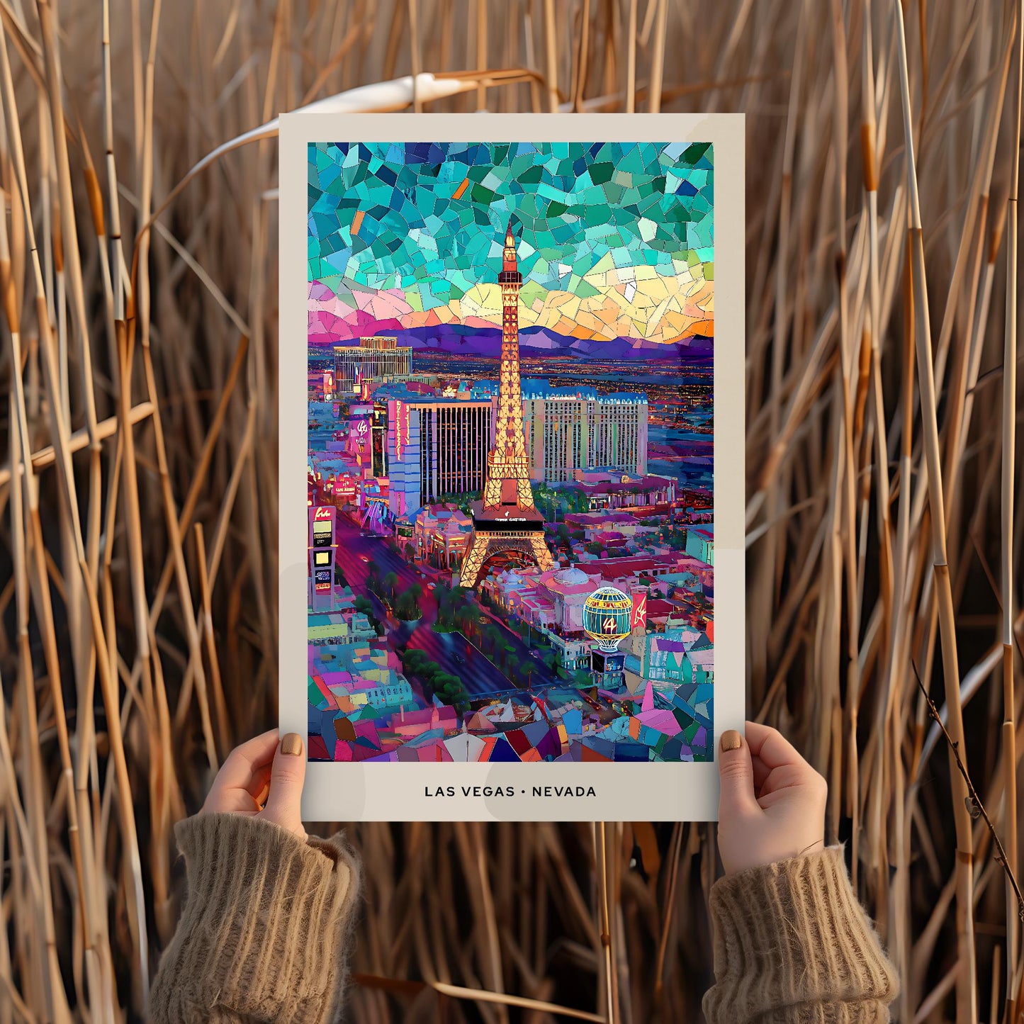Las Vegas Mosaic Print, Vegas Mosaic Wall Art, Vegas Mosaic Poster, Vegas Mosaic Gift, Vegas Decor, Vegas Wall Decor, Nevada, United States