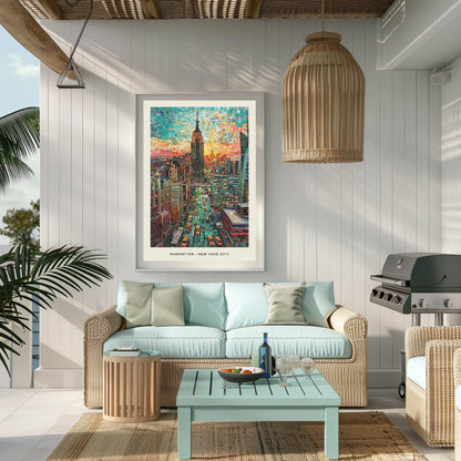 NYC Mosaic Print, NYC Mosaic Wall Art, NYC Mosaic Poster, New Yorker Gift, New York Decor, New York Wall Decor, Manhattan, United States