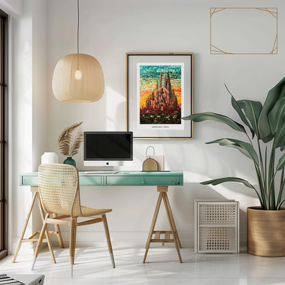 Barcelona Mosaic Print, Barcelona Mosaic Wall Art, Barcelona Mosaic Poster, Barcelona Gift, Barcelona Decor, Barcelona Wall Decor, Spain