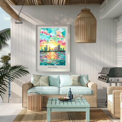 Miami Mosaic Print, Miami Mosaic Wall Art, Miami Mosaic Poster, Miami Mosaic Gift, Miami Decor, Miami Wall Decor, Florida, United States