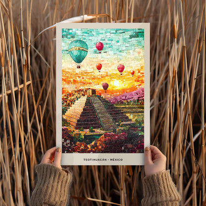 Teotihuacán Mosaic Print, Teotihuacán Wall Art, Teotihuacán Poster, Teotihuacán Gift, Teotihuacán Decor, Teotihuacán Wall Decor, México