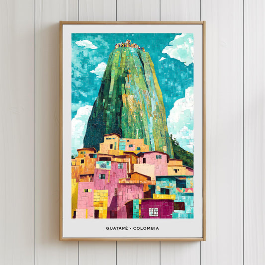 Guatapé Mosaic Print, Guatapé Mosaic Wall Art, Guatapé Mosaic Poster, Guatapé Gift, Guatapé Decor, Guatapé Wall Decor, Antioquía, Colombia