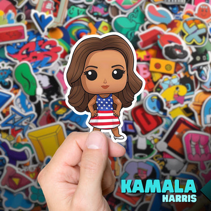 Kamala Harris Funko Pop Decal, Funko Pop Chibi, Decal Sticker For Laptops Cars Notebooks, Fun Funko Pop Sticker, Funko Pop Kamala