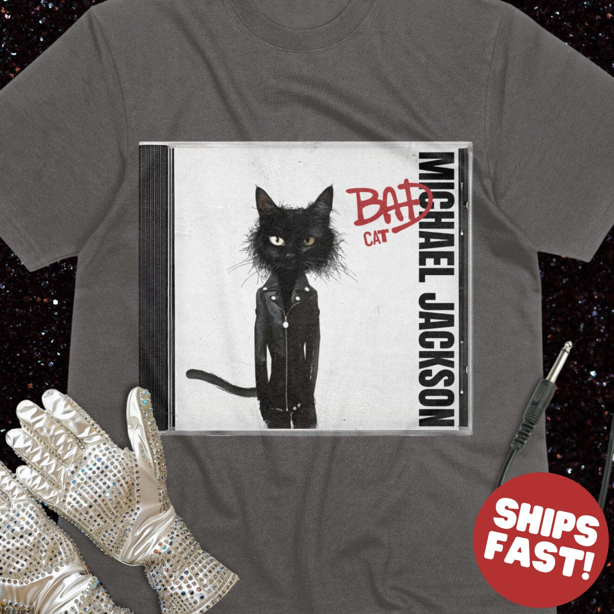 Bad Cat T-Shirt, Cover Cat Gifts, Geek ideas, Cat Mom, Cat Dad, Cover T Shirt, Wacko Jacko Shirt, Vintage, Unisex Michael Jackson Shirt