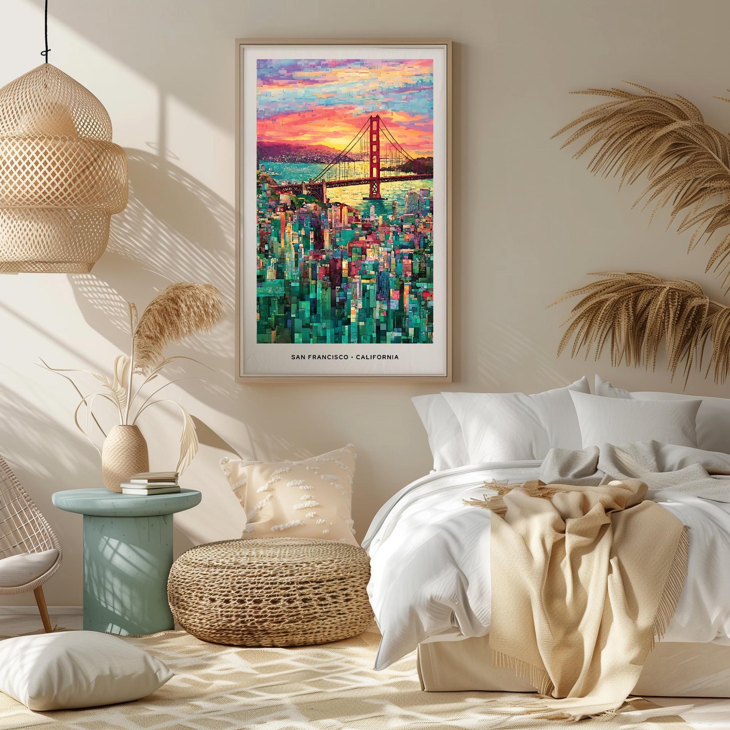 San Francisco Mosaic Print, California Mosaic Wall Art, SF Mosaic Poster, SF Mosaic Gift, SF Decor, Sf Wall Decor, California, United States