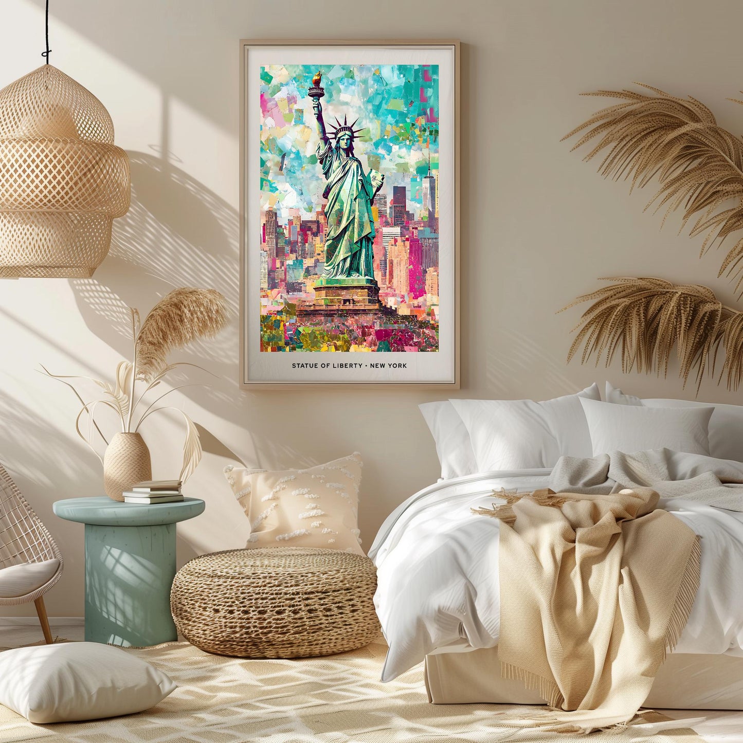 Statue of Liberty Mosaic Print, NYC Mosaic Wall Art, Mosaic Poster, New Yorker Mosaic Gift, Decor, Wall Decor, New York, United States