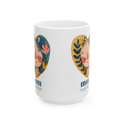 Mom Ceramic Mug - My Guiding Light, Coffee Mug Gift for Mom, Mother's Day, Birthday, Family Gift, Heartwarming Design