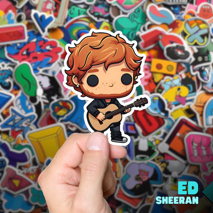 Ed Sheeran Funko Pop Decal, Funko Pop Chibi, Decal Chibi, Decal Sticker For Laptops Cars Notebooks, Fun Funko Pop Sticker, Funko Pop Sheeran