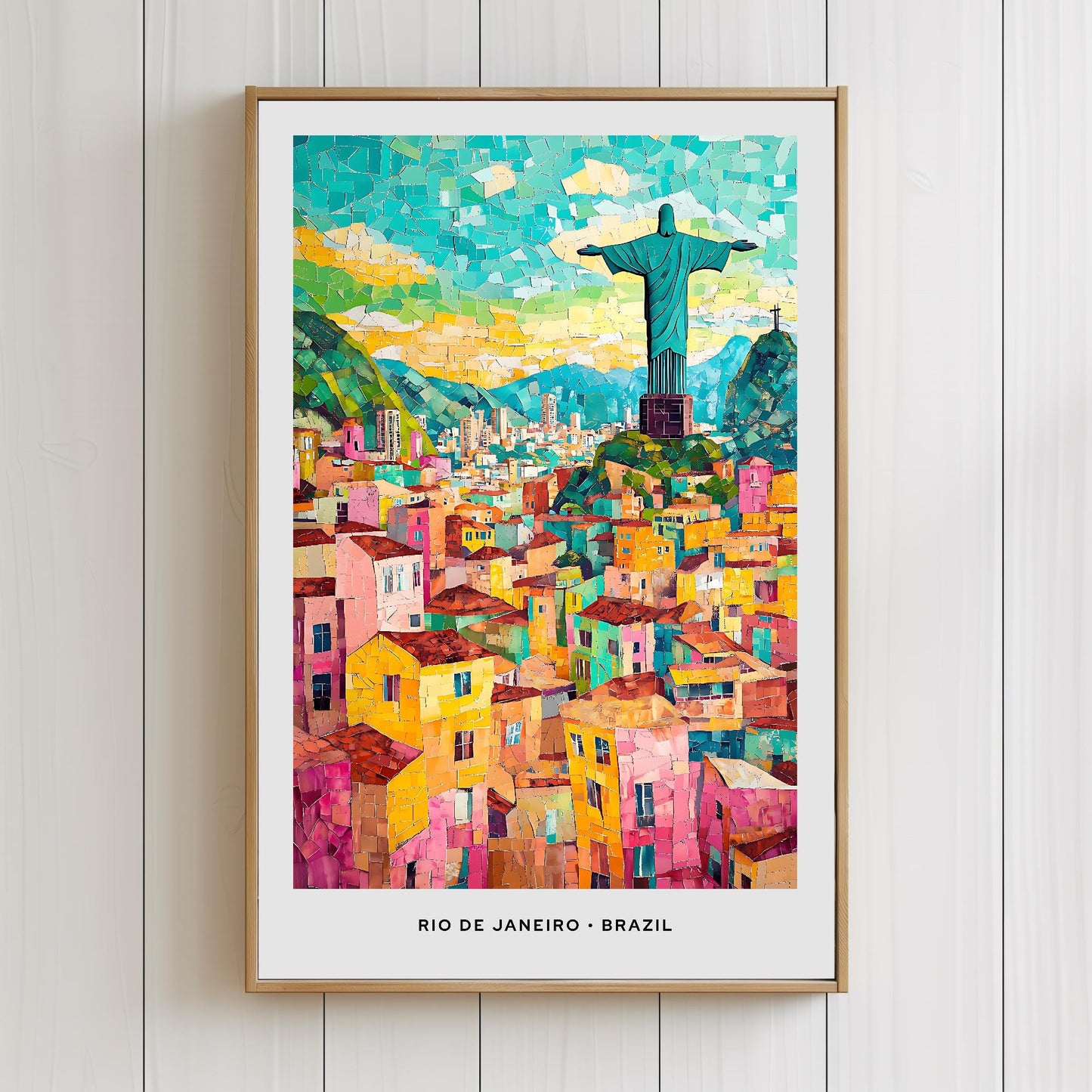 Rio de Janeiro Mosaic Print, Rio Mosaic Wall Art, Rio Mosaic Poster, Rio Mosaic Gift, Rio Decor, Rio Wall Decor, Rio de Janeiro, Brazil