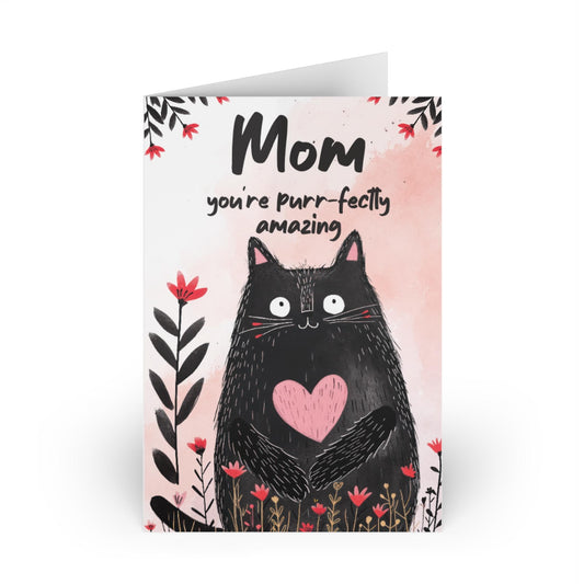 Purr-fect Mom Greeting Card Set | Heartfelt Cat Designs for Celebrations, Birthdays, Mother's Day, or Just Because