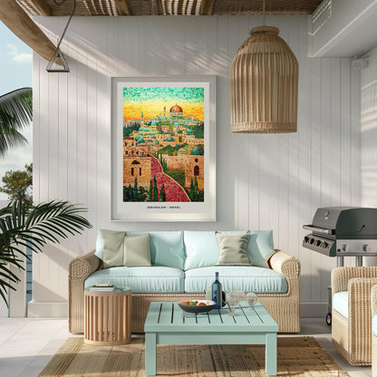 Jerusalem Mosaic Print, Jerusalem Mosaic Wall Art, Jerusalem Mosaic Poster, Jerusalem Gift, Holy City Decor, Jerusalem Wall Decor, Israel