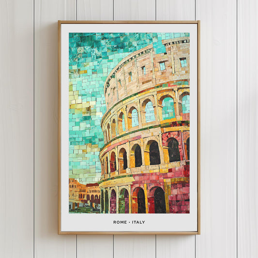 Rome Mosaic Print, Rome Mosaic Wall Art, Rome Mosaic Poster, Rome Mosaic Gift, Rome Mosaic Decor, Rome Mosaic Wall Decor, Rome, Italy