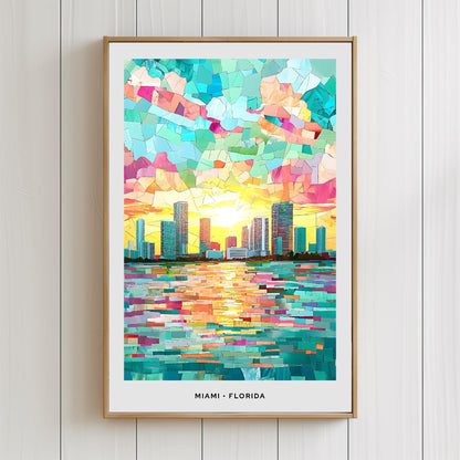 Miami Mosaic Print, Miami Mosaic Wall Art, Miami Mosaic Poster, Miami Mosaic Gift, Miami Decor, Miami Wall Decor, Florida, United States