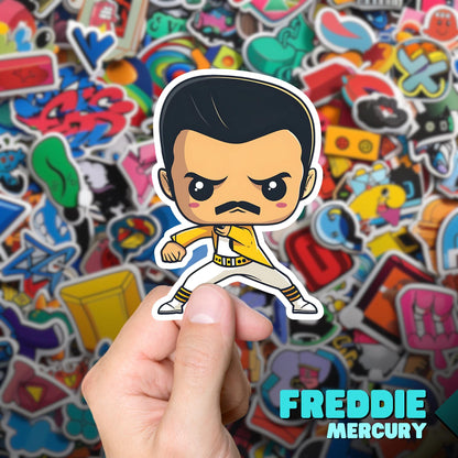 Freddie Mercury Funko Pop Decal, Funko Pop Chibi, Decal Chibi, Decal Sticker For Laptops Cars Notebooks, Fun Funko Pop Sticker