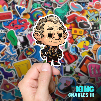 King Charles III Funko Pop Decal, FunkoPop Chibi, Decal Chibi, Decal Sticker For Laptops Cars Notebooks, Fun Funko Pop Sticker, Royal Family